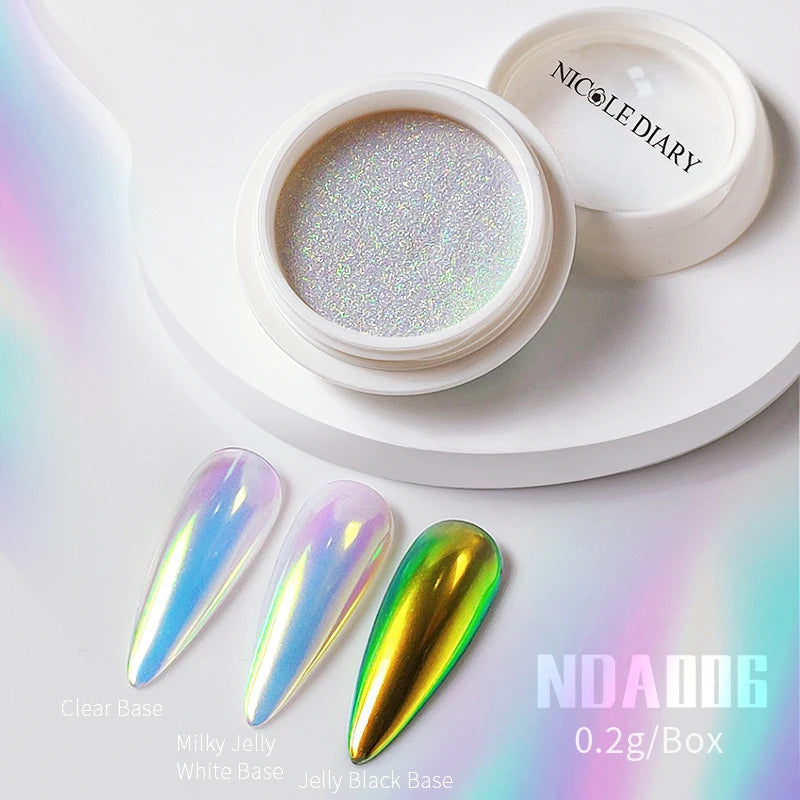 1Box Moonlight Mirror Nail Powder Silver Fine Glitter Metallic Effect Pigment UV Gel Polish Chrome Dust Aurora Nail Decorations