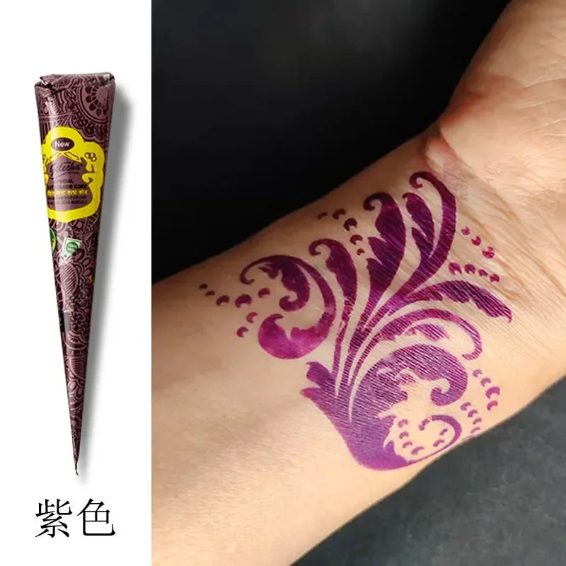New Henna Tattoo Paste Black brown red white Henna Cones Indian For Temporary DIY Tattoo Sticker Body Paint Cone henne