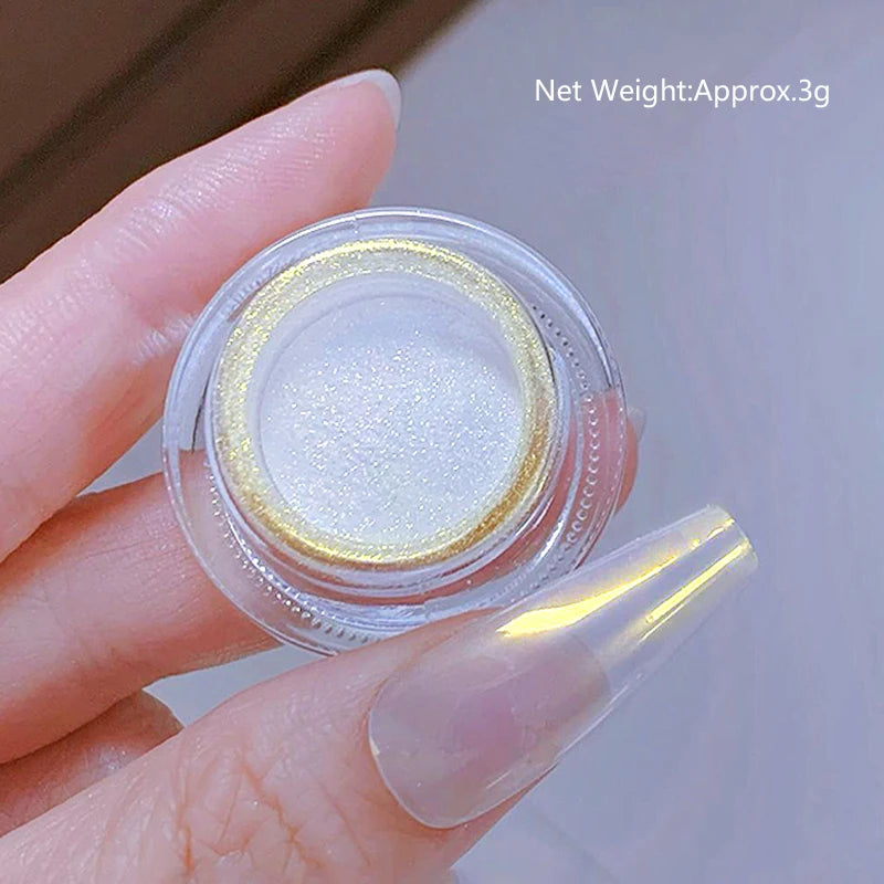 1Box Moonlight Mirror Nail Powder Silver Fine Glitter Metallic Effect Pigment UV Gel Polish Chrome Dust Aurora Nail Decorations