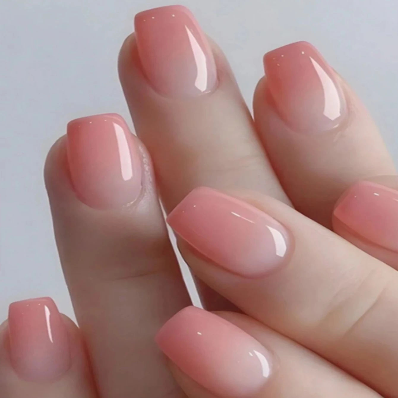 ARTAUG 24pcs Glossy Pink Press On Nails Medium Square Fake Nail Elegantstyle False Nail Full Cover Fake Nail For Stylish Women