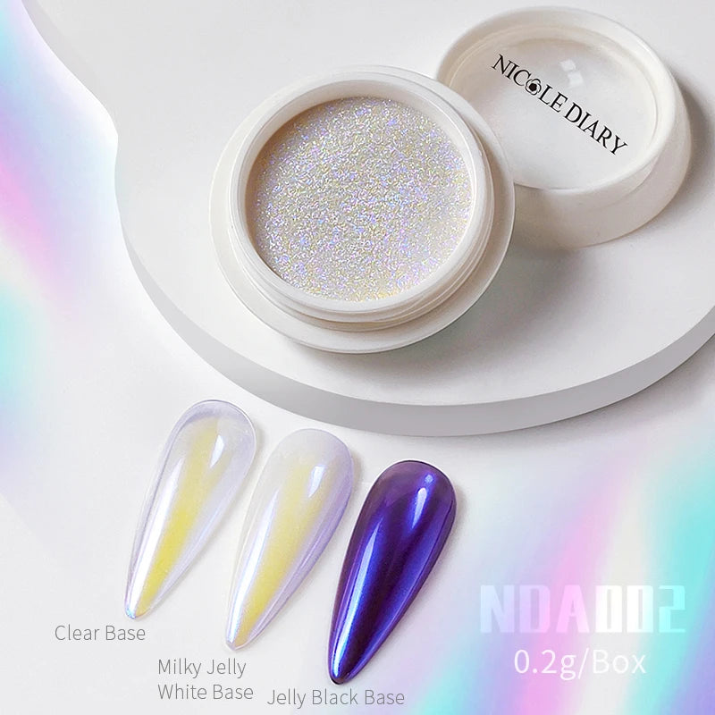 1Box Moonlight Mirror Nail Powder Silver Fine Glitter Metallic Effect Pigment UV Gel Polish Chrome Dust Aurora Nail Decorations
