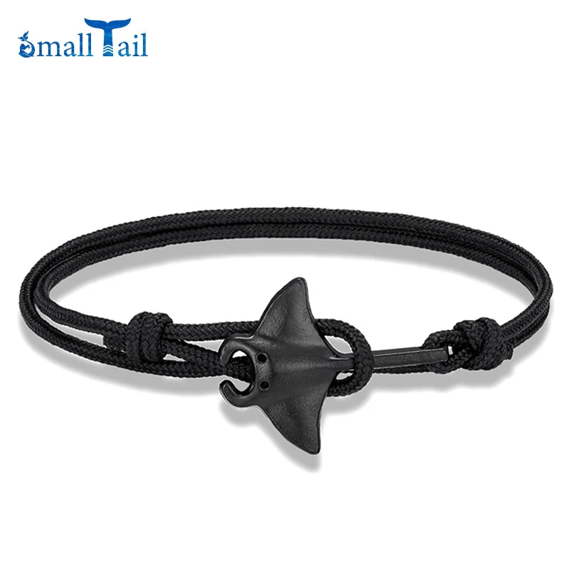 Ocean Animals Cute Manta Ray Bracelet Men Women Adjustable Paracord Rope Couple Bracelets Summer Beach Surfing Party Bangle Gift