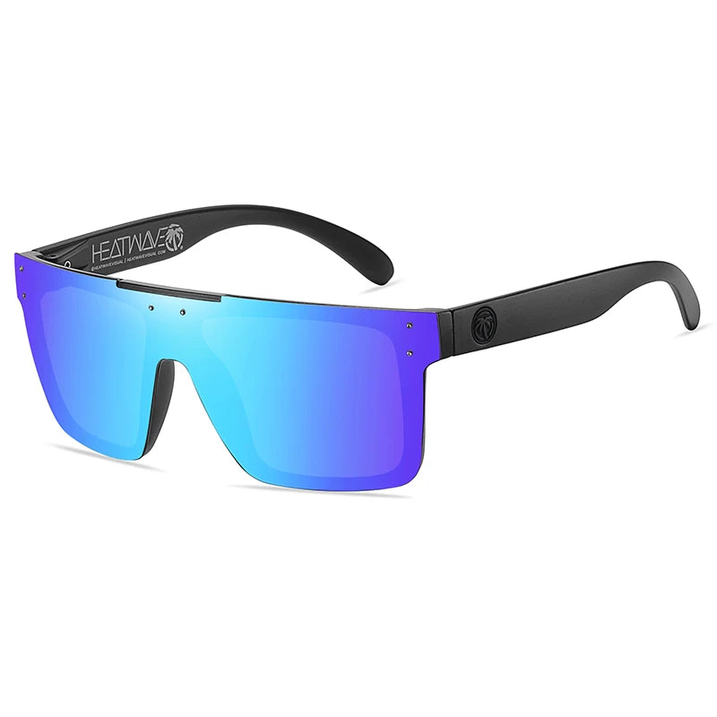 NEW luxury BRAND Mirrored Polarized lens heat wave Sunglasses men sport goggle uv400 protection with case