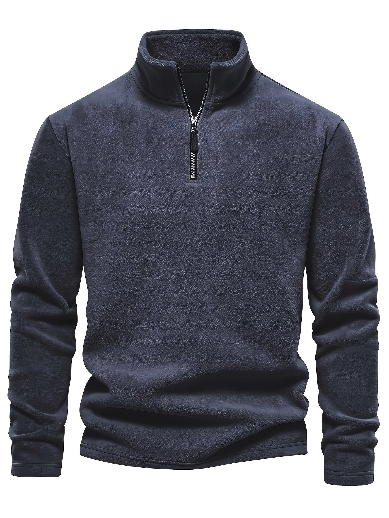 Men'S Casual Stand-Up Collar Fleece Zip-Up Sweatshirt