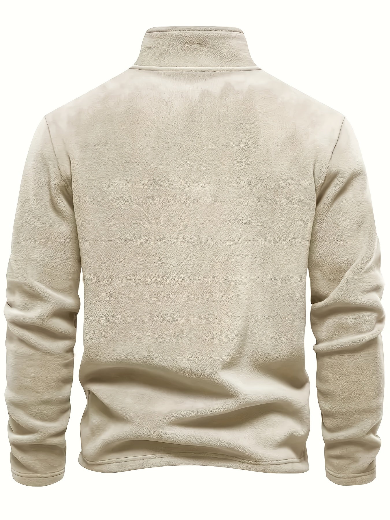 Men'S Casual Stand-Up Collar Fleece Zip-Up Sweatshirt