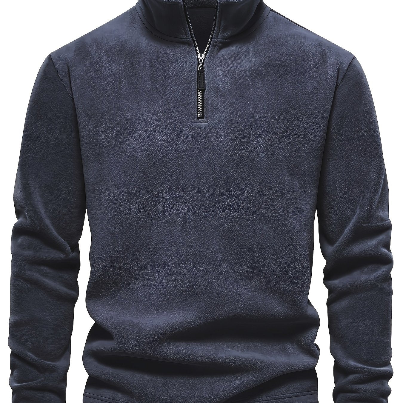 Men'S Casual Stand-Up Collar Fleece Zip-Up Sweatshirt