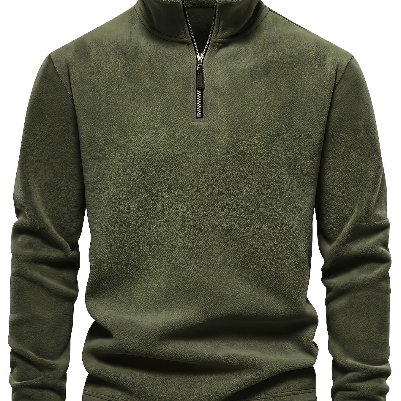 Men'S Casual Stand-Up Collar Fleece Zip-Up Sweatshirt