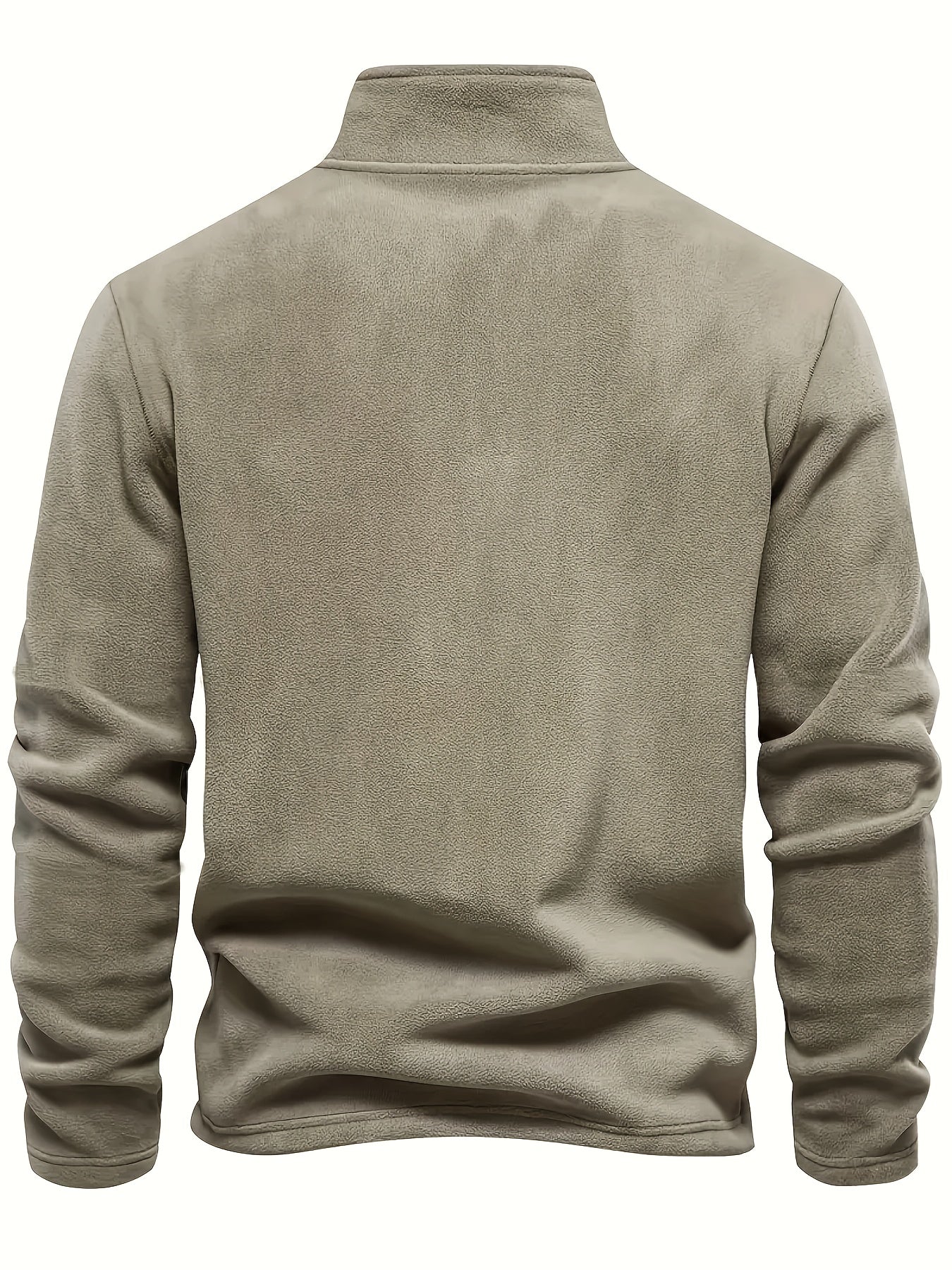 Men'S Casual Stand-Up Collar Fleece Zip-Up Sweatshirt