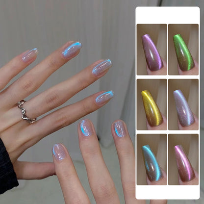 Aurora Blue Tears Cat Eye Magnetic Gel Nail Polish Sparkling Shimmer Fairy Crystal Magnetic Gel Nail Polish for DIY Charm Nails