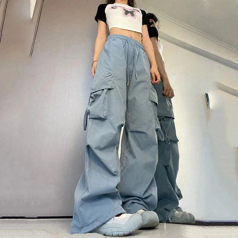 Women Y2K Cargo Pants High Waist Streetwear Hip Hop Trousers