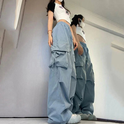 Women Y2K Cargo Pants High Waist Streetwear Hip Hop Trousers