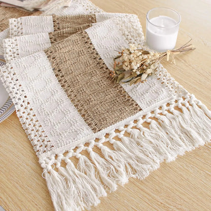 Table Runner for Summer Home Decor with Tassels 72 Inches Long Farmhouse Rustic Table