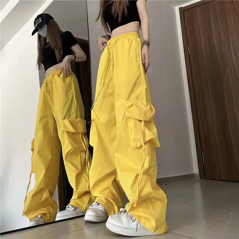 Women Y2K Cargo Pants High Waist Streetwear Hip Hop Trousers