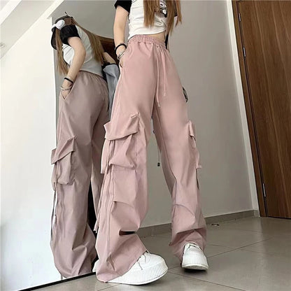 Women Y2K Cargo Pants High Waist Streetwear Hip Hop Trousers