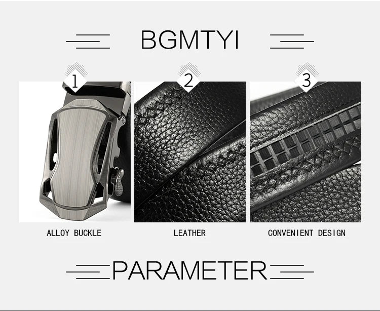 Men Belt Metal Luxury Brand Automatic Buckle Leather High Quality