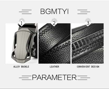 Men Belt Metal Luxury Brand Automatic Buckle Leather High Quality