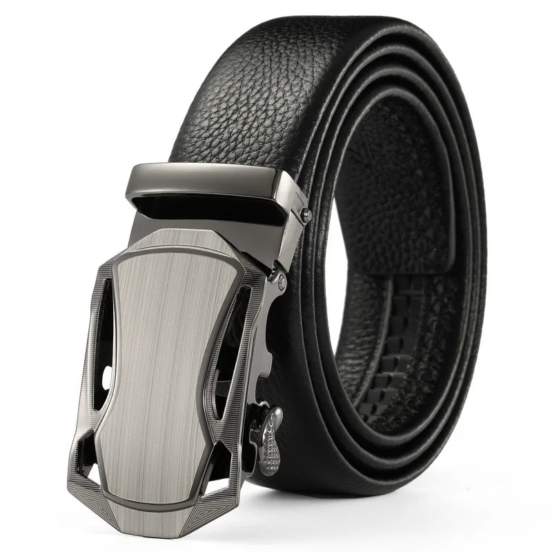 Men Belt Metal Luxury Brand Automatic Buckle Leather High Quality