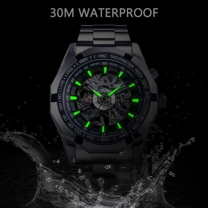 Forsining 2025 Stainless Steel Waterproof Mens Skeleton Watches