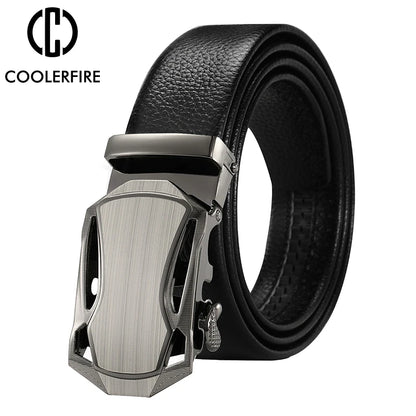 Men Belt Metal Luxury Brand Automatic Buckle Leather High Quality