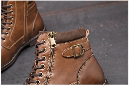 Men's Boots Winter Fashion botines Zip Lace-up Ankle Boots Vintage Business Dress Shoes