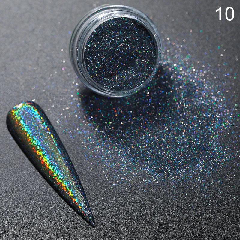 1Box Moonlight Mirror Nail Powder Silver Fine Glitter Metallic Effect Pigment UV Gel Polish Chrome Dust Aurora Nail Decorations