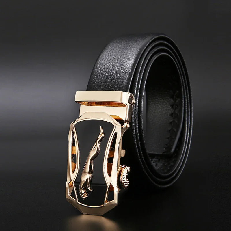 Men Belt Metal Luxury Brand Automatic Buckle Leather High Quality