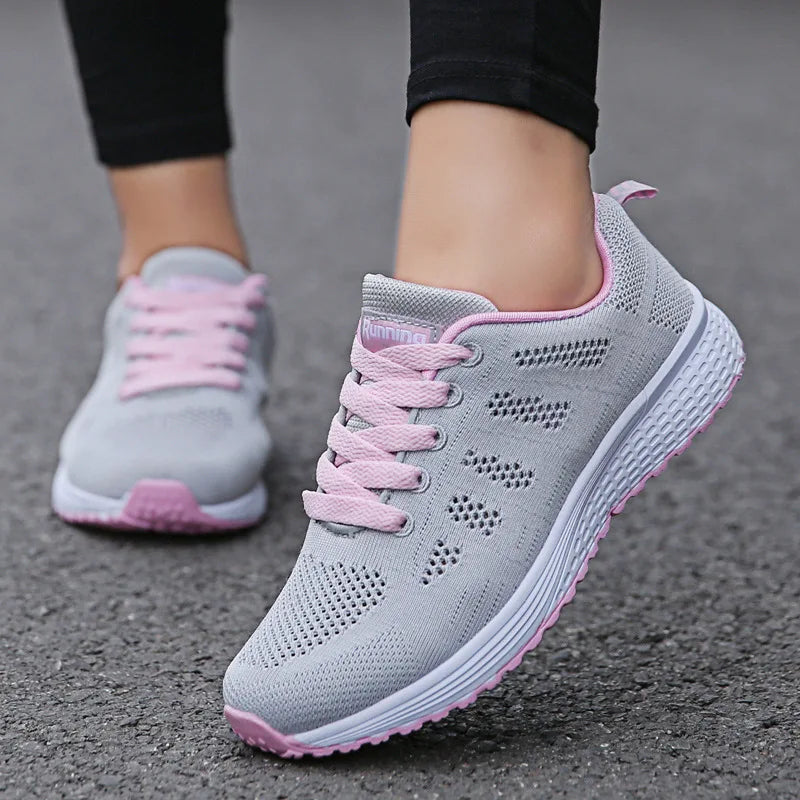 Women Casual Shoes Fashion Breathable Walking Mesh Flat Shoes