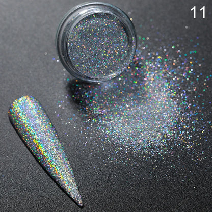 1Box Moonlight Mirror Nail Powder Silver Fine Glitter Metallic Effect Pigment UV Gel Polish Chrome Dust Aurora Nail Decorations