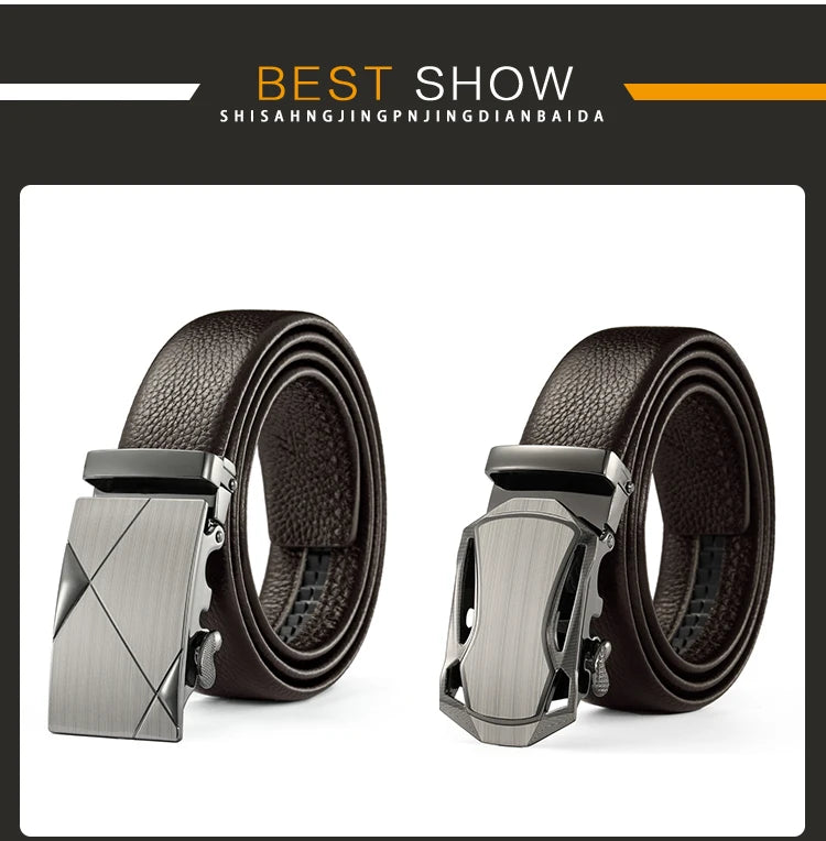 Men Belt Metal Luxury Brand Automatic Buckle Leather High Quality