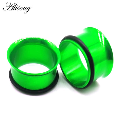 2PCS Surgical Steel Single Flare Flesh Hollow Tunnel Ear Plugs Expander Ear Stretchers Earring Gauges Body Piercing Jewelry