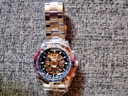 Forsining 2025 Stainless Steel Waterproof Mens Skeleton Watches