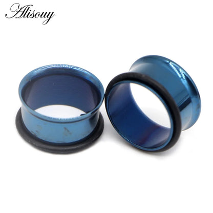 2PCS Surgical Steel Single Flare Flesh Hollow Tunnel Ear Plugs Expander Ear Stretchers Earring Gauges Body Piercing Jewelry