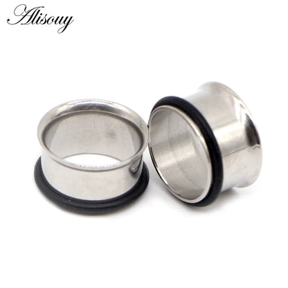 2PCS Surgical Steel Single Flare Flesh Hollow Tunnel Ear Plugs Expander Ear Stretchers Earring Gauges Body Piercing Jewelry