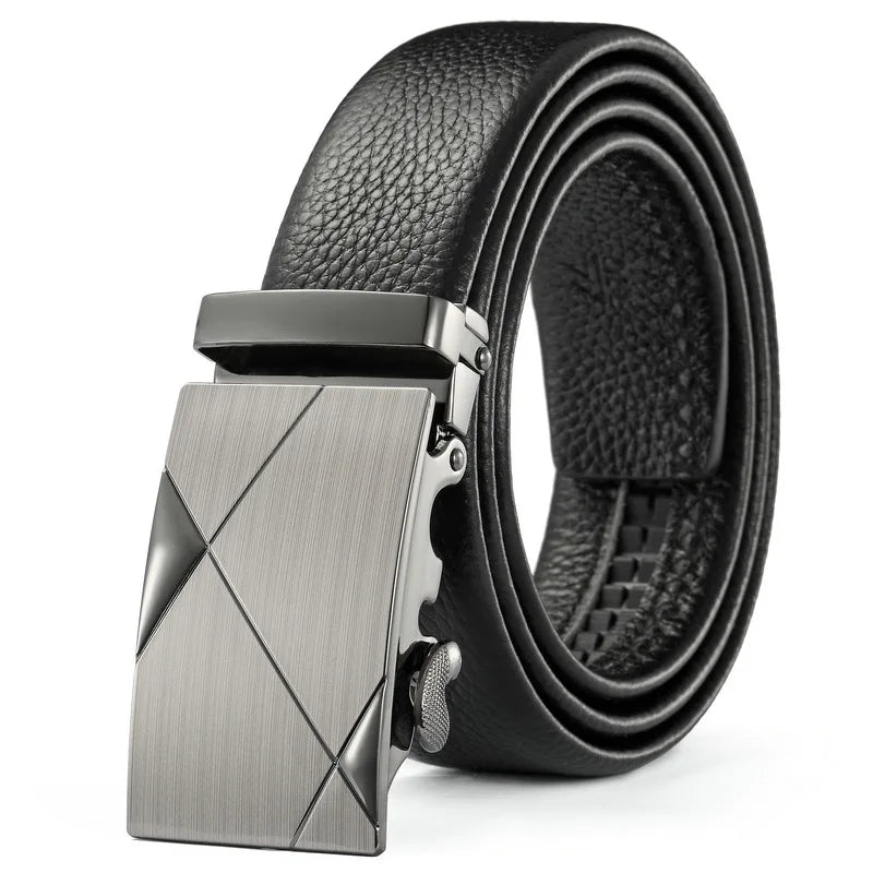 Men Belt Metal Luxury Brand Automatic Buckle Leather High Quality