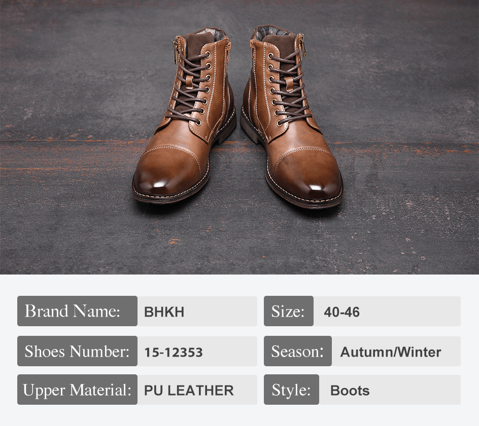 Men's Boots Winter Fashion botines Zip Lace-up Ankle Boots Vintage Business Dress Shoes