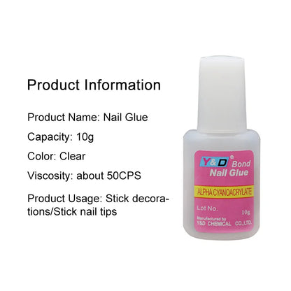 10g Fast Drying Nail Glue for False Nails Glitter Acrylic Nail Rhinestone Decoration Extension Glue Adhensive Nail Care Tool