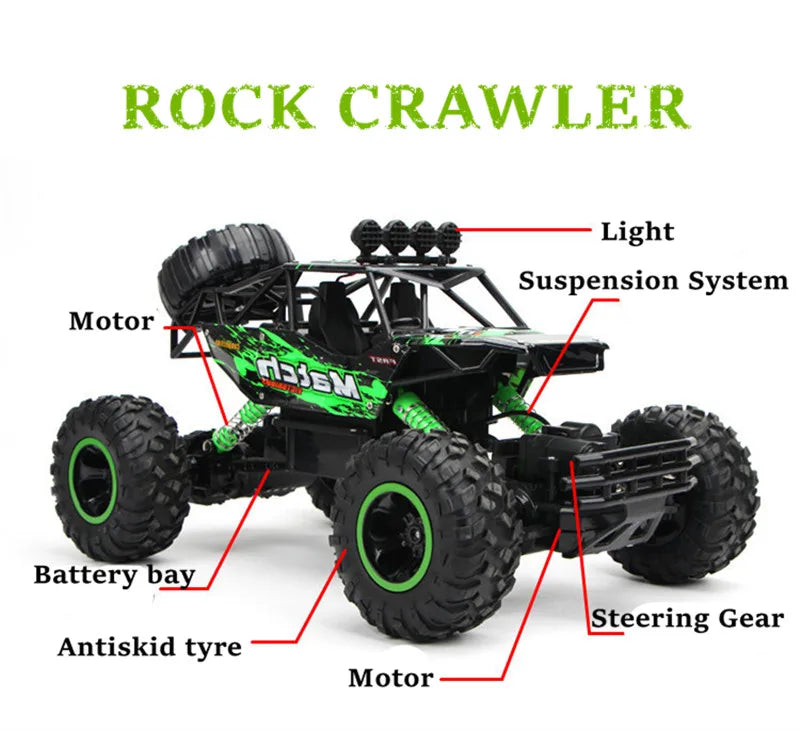 New 4WD RC Cars Off Road Remote Control Cars Radio Buggy Truck Racing Drift with Led Lights RTR Vehicle for Children’s Toy Gifts