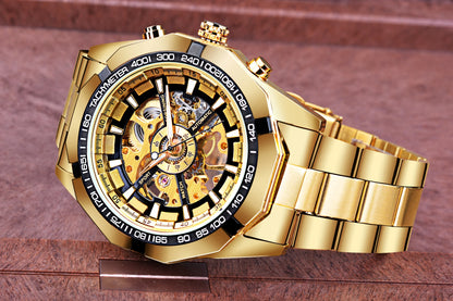 Forsining 2025 Stainless Steel Waterproof Mens Skeleton Watches