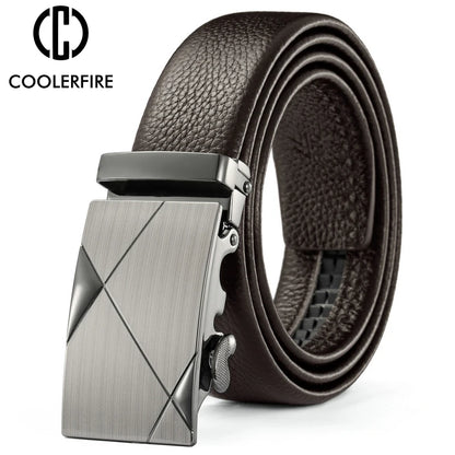 Men Belt Metal Luxury Brand Automatic Buckle Leather High Quality