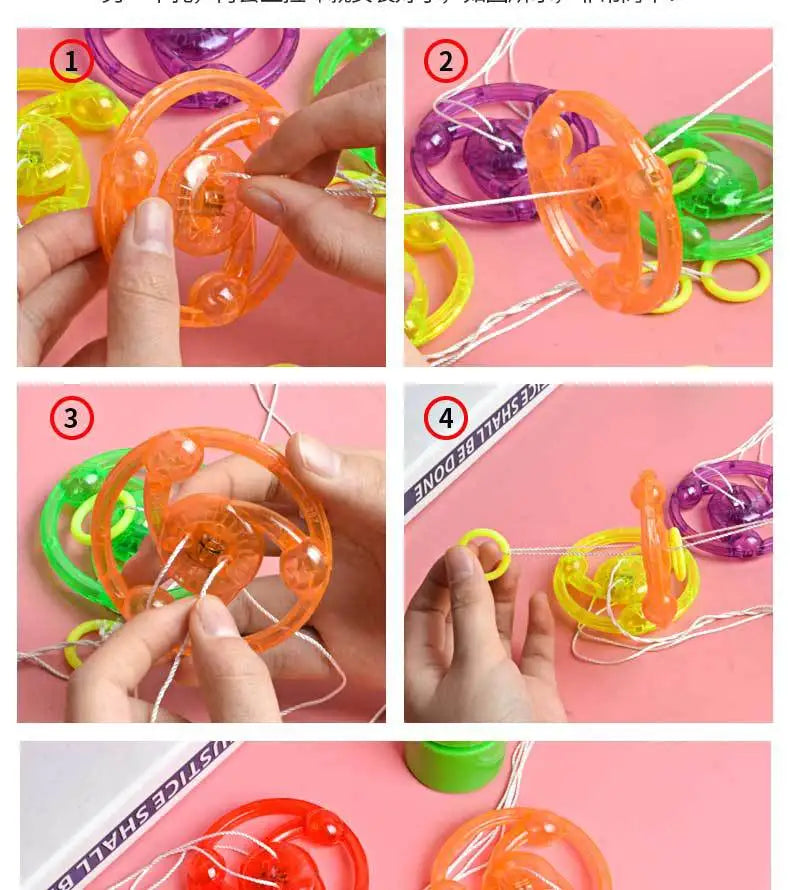 1pcs Kids Creative Bracing Wire Luminous Toy Flywheel Flash Spinning