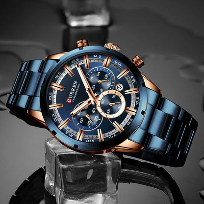 CURREN Men Watch Top Brand Luxury Sports Quartz Mens Watches Full Steel Waterproof