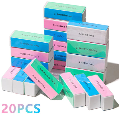 LINMANDA 1/20Pcs Nail Buffer Block Nail Files and Buffers Smooth Buff Shine Professional Nail Files for Home and Salon DIY Use