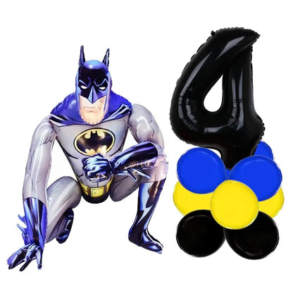 3D Batman Number Aluminum Foil Balloons Set Batman Spiderman Birthday Party Deco