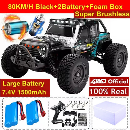 1:16 80km/h Brushless RC Drift Car With LED Lights 4WD Electric High Speed Racing Remote Control Monster Truck for Kids Adults