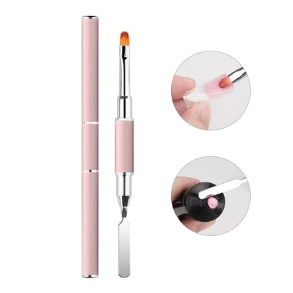 New Gel Brush & Picker 2 in 1 Design Nail Brush and Spatula Gel Nail Brush Tool for Acrylic Nails Extension Gel