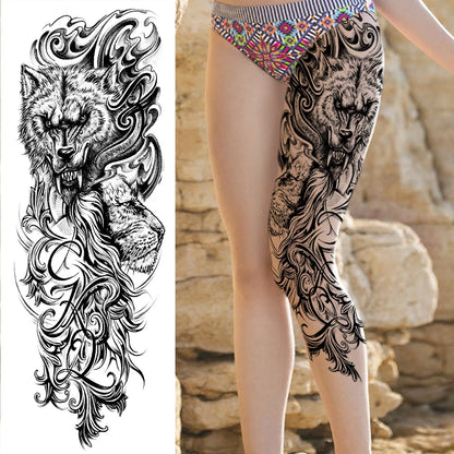 Full Arm Temporary Tattoos Sleeve For Men Women Realistic Fake Tatoos Warrior Lion Tiger Flower Tatoo Sticker Black Totem Maori