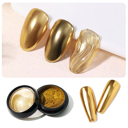 1pcs Nail Glitter Metallic Rubbing Dust Gel Polish Pigment Shinning Metal Manicure Decor Magic Mirror Powder Gold Silver Chrome
