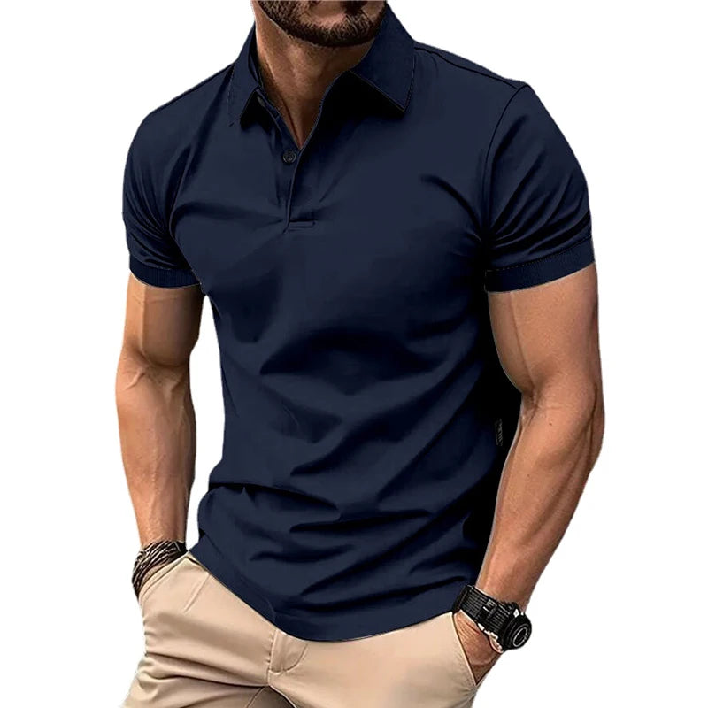 Summer Men's Solid Color Polo Shirt Short Sleeve