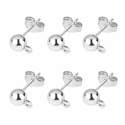 50pcs/lot 925 Silver Plated Blank Post Earring Studs Base Pin With Earring Plug Findings Ear Back DIY Jewelry Making Accessories