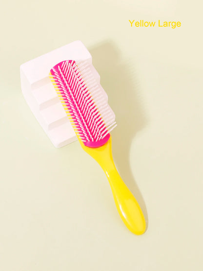 1pcs 9-row wrinkle removal massage curly hair brush, detachable 9-row comb plastic wet hair brush